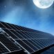 solar panels at night with moon